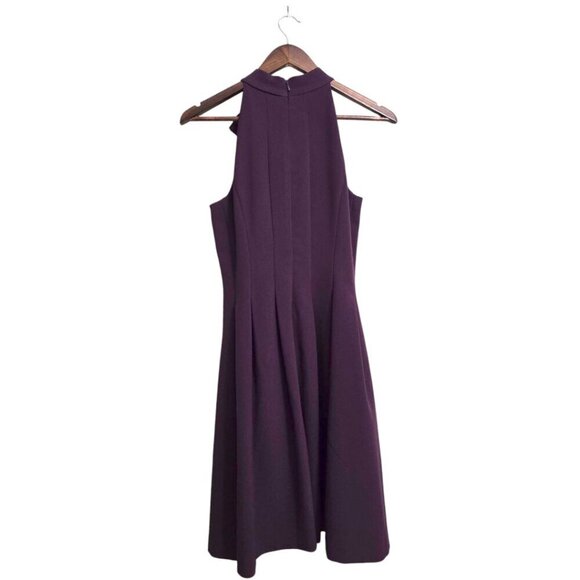 Vince Camuto Plum Sleeveless Bow Neck Crepe Fit and Flare Dress Sz 8 - Picture 6 of 11